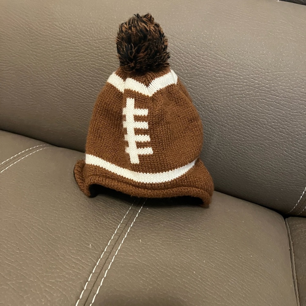 Carter's Brown Football Knit Hat with Pom - Picture 2 of 3